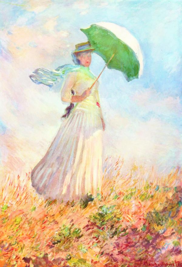 日傘の女（Femme à l'ombrelle tournée vers la droite）右向き：クロード・モネ