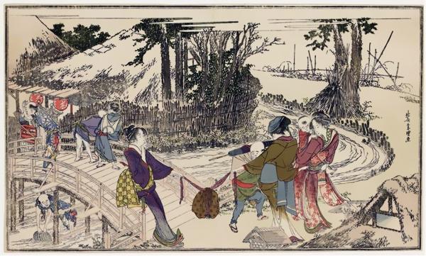 庭を歩く女性：葛飾北斎｜喜多川歌麿の壁紙/画像素材