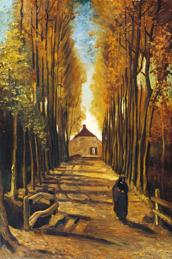 秋のポプラの通り（avenue of poplars in autumn）：フィンセント・ファン・ゴッホ｜西洋絵画の壁紙/画像素材