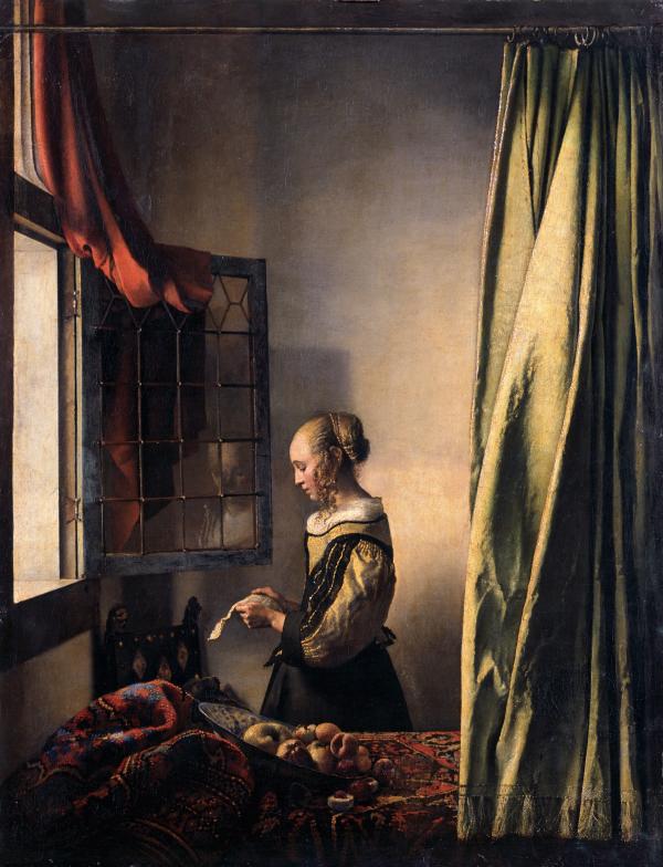 窓辺で手紙を読む女：ヨハネス・フェルメールの壁紙/画像素材