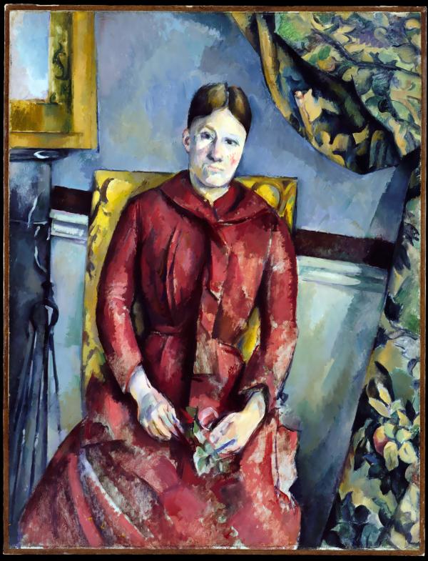 黄色い椅子のセザンヌ夫人（Madame Cézanne in a Yellow Chair）：ポール・セザンヌ｜油絵具の壁紙/画像素材