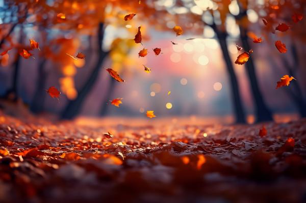 紅葉が​風​に​なびく​魅惑​的​な​シーン　02｜自然の壁紙/画像素材