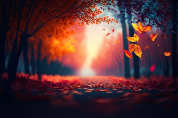 紅葉が​風​に​なびく​魅惑​的​な​シーン　04｜自然の壁紙/画像素材