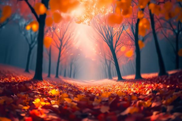 紅葉が風になびく魅惑的なシーン01｜自然の壁紙/画像素材