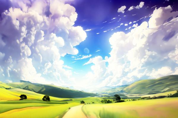 雲空のアニメ風景3｜風景の壁紙/画像素材