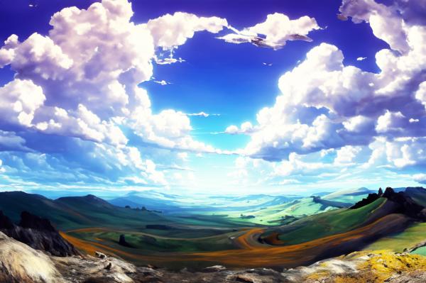 雲空のアニメ風景4｜3の壁紙/画像素材