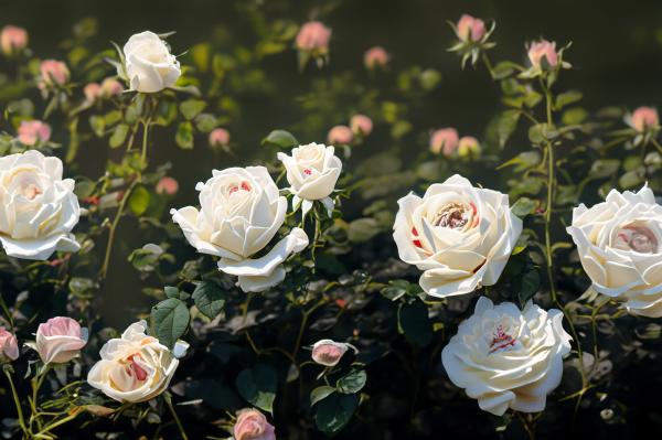 バラ園の白いバラの美しさ1｜の壁紙/画像素材