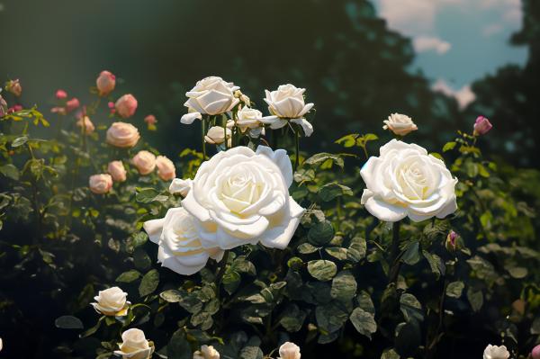 バラ園の白いバラの美しさ3｜の壁紙/画像素材