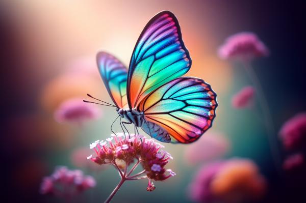 虹色の蝶と花の幻想