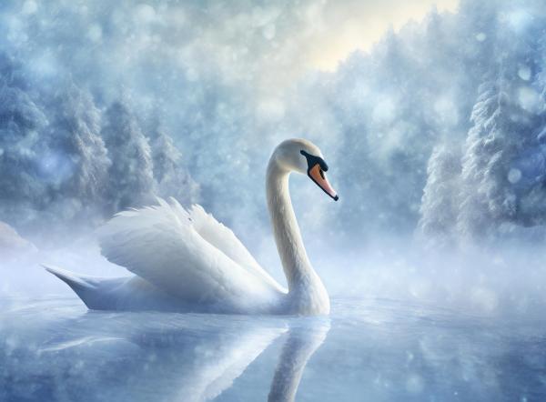 雪と白鳥のハーモニー｜の壁紙/画像素材