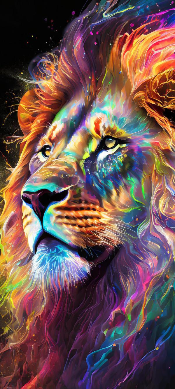 虹色のライオン03｜生き物の壁紙/画像素材