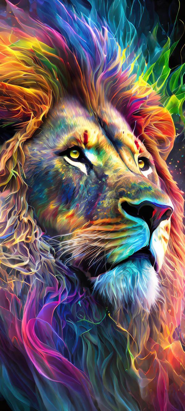 虹色のライオン04｜生き物の壁紙/画像素材546