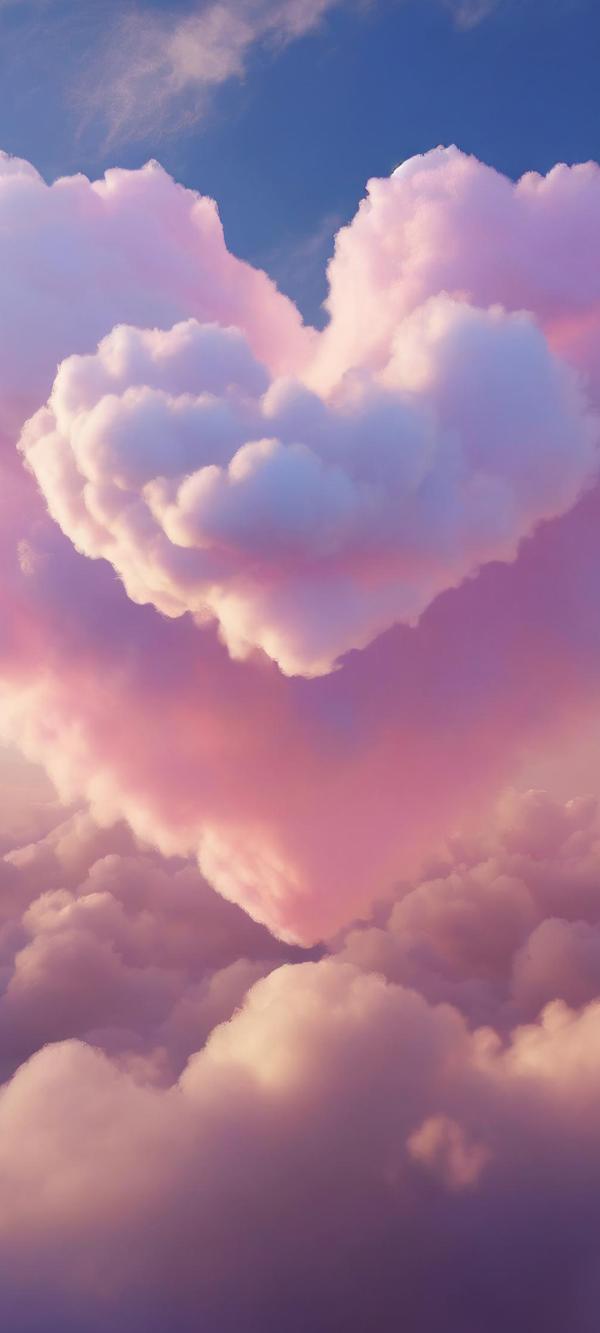 ふわふわのハート雲04｜雲の壁紙/画像素材558
