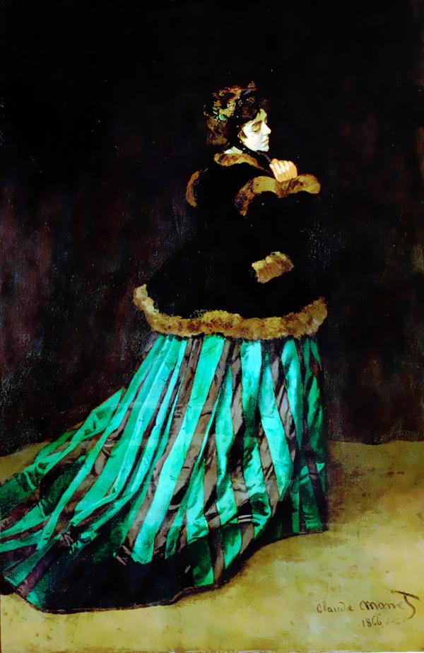 緑衣の女：クロード・モネ｜油絵具の壁紙/画像素材