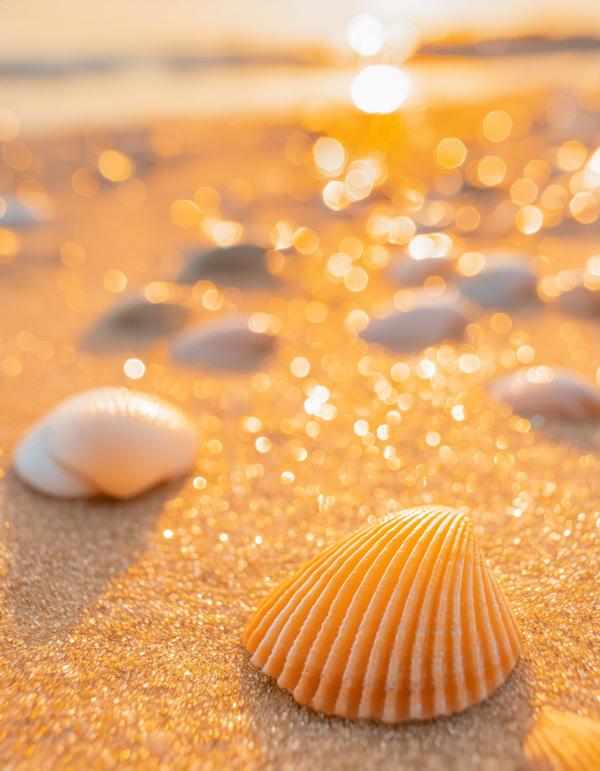 砂浜の光り輝く貝#10｜キラキラの壁紙/画像素材743