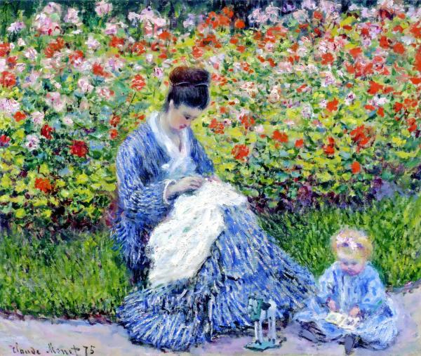 カミーユ・モネとアルゼンチンの芸術家の子供(Camille Monet and a Child in the Artist's Garden in Argenteuil)：クロード・モネ