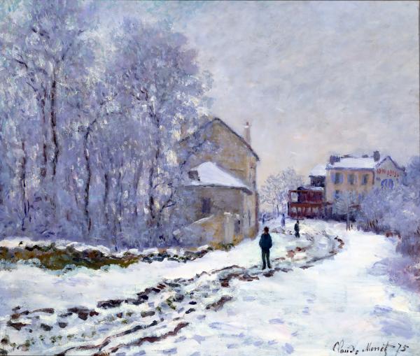 雪のアルジャントゥイユ(Rue sous la neige, Argenteuil)：クロード・モネ