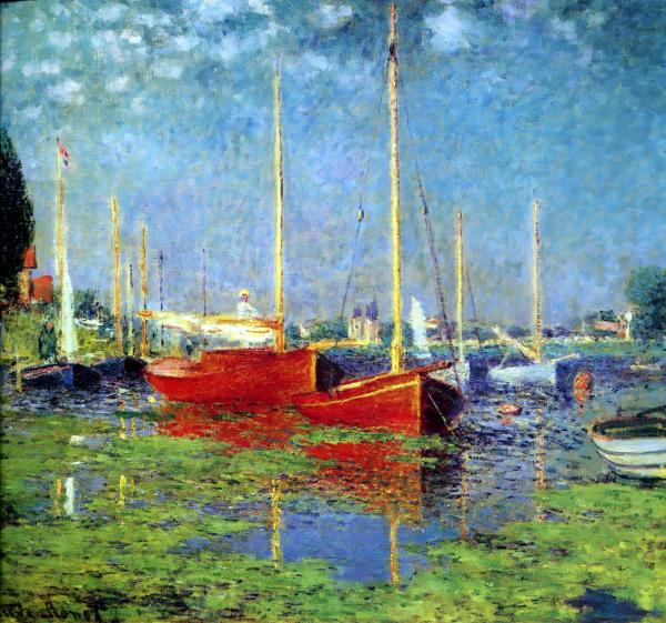 アルジャントゥイユのレッドボート(Red Boats at Argenteuil)：クロード・モネ